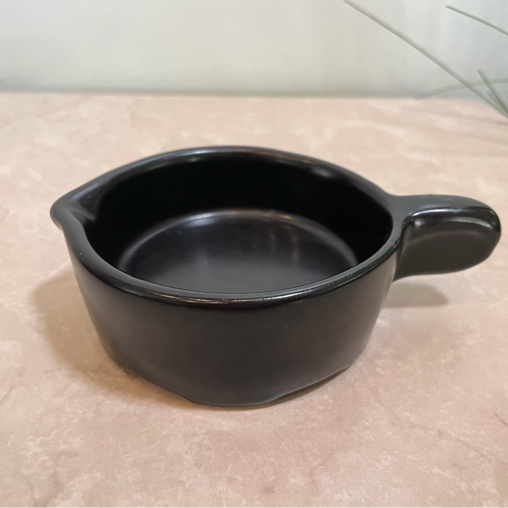 Vintage Ceramic Black Soup Crock w/ Handle